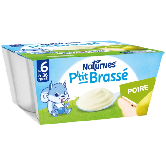 Dessert lacté bébé dès 6 mois Poire P'tit Brassé NATURNES