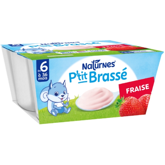 Dessert lacté bébé dès 6 mois Fraise P'tit Brassé NATURNES