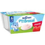 Dessert lacté bébé dès 6 mois Fraise P'tit Brassé NATURNES
