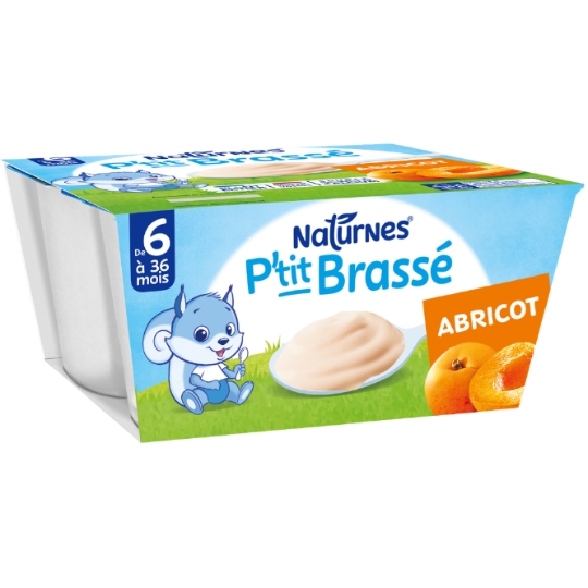 Dessert lacté bébé dès 6 mois Abricot P'tit Brassé NATURNES