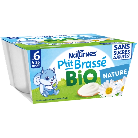 Dessert lacté bébé dès 6 mois Sans Sucres Ajoutés Bio P'tit Brassé NATURNES