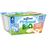 Dessert lacté bébé dès 6 mois Pomme Pêche Bio P'tit Brassé NATURNES