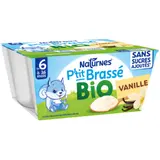 Dessert lacté bébé dès 6 mois Vanille Bio P'tit Brassé NATURNES