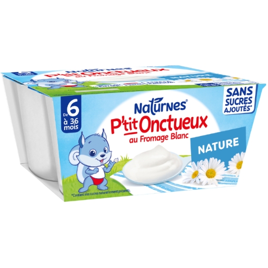 Dessert lacté bébé dès 6 mois Nature Sans Sucres Ajoutés P'tit Onctueux NATURNES