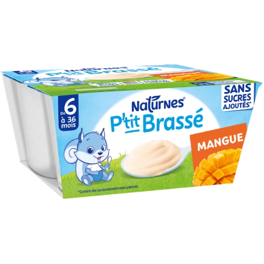 Dessert lacté bébé dès 6 mois Mangue Sans Sucres Ajoutés P'tit Brassé NATURNES