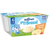 Dessert lacté bébé dès 6 mois Banane Pêche Sans Sucres Ajoutés P'tit Brassé NATURNES