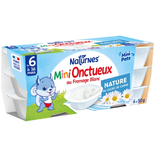 Dessert lacté bébé dès 6 mois Nature Sucre de Canne Mini P'tit Onctueux NATURNES