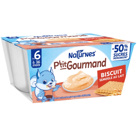 Dessert lacté bébé dès 6 mois Biscuit P'tit Gourmand NATURNES