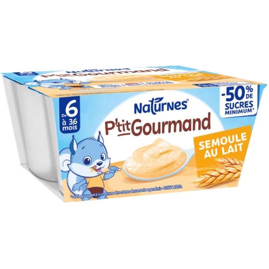 Dessert lacté bébé dès 6 mois Semoule P'tit Gourmand NATURNES