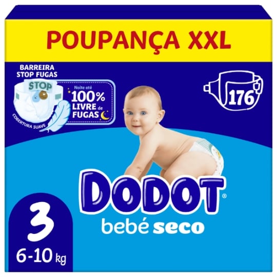 Couches Sèches Pour Bébé Dodote, Taille 3, 176 Unités, 6-10 Kg DODOT