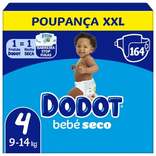 Couches Sèches Pour Bébé Dodote, Taille 4, 164 Unités, 9-14 Kg DODOT