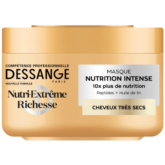 Masque Nutrition Intense Cheveux Très Secs Peptides Huile de Lin Gamme NutriExtrême Richesse DESSANGE