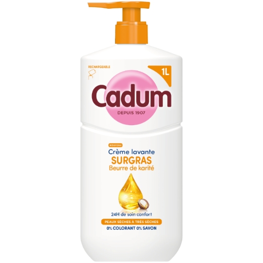 Crème Lavante Surgras pour Peaux Sèches à Très Sèches au Beurre de Karité CADUM