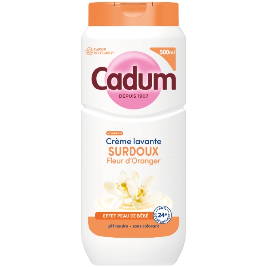Crème Lavante Surdoux Fleur d'Oranger Effet Peau de Bébé Ph Neutre CADUM