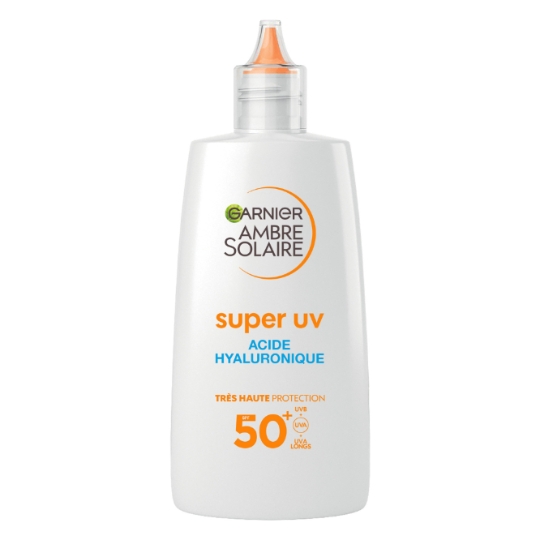 Crème solaire Visage Spf50+ Très Haute Protection Super Uv Acide Hyaluronique Ambre Solaire GARNIER