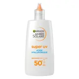 Crème solaire Visage Spf50+ Très Haute Protection Super Uv Acide Hyaluronique Ambre Solaire GARNIER
