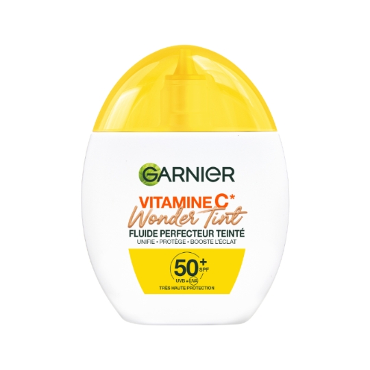 Protection Solaire Visage Fluide Perfecteur Teinté Medium Vitamine C Wonder Tint SPF50+ GARNIER