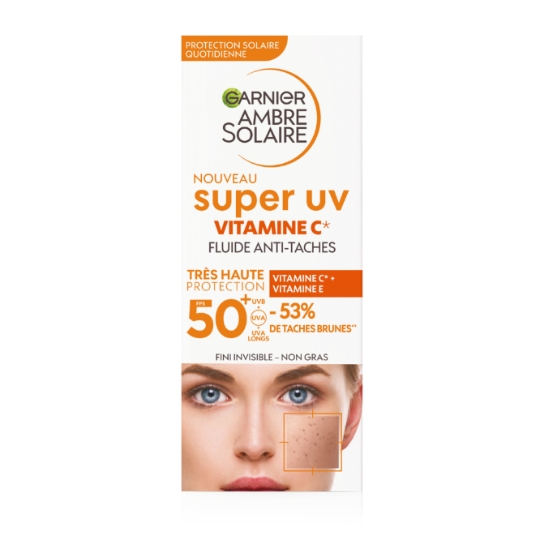 Crème solaire Visage Spf 50+ Anti-tâches Super Uv Vitamine C GARNIER