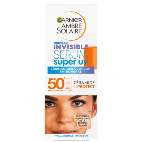 Crème solaire Sérum Visage Spf 50+ Invisible Anti-age Anti-tâches Super Uv AMBRE SOLAIRE