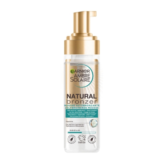 Autobronzant Mousse Corps Visage Hâle Naturel Hydratant Eau de Coco Natural Bronzer AMBRE SOLAIRE
