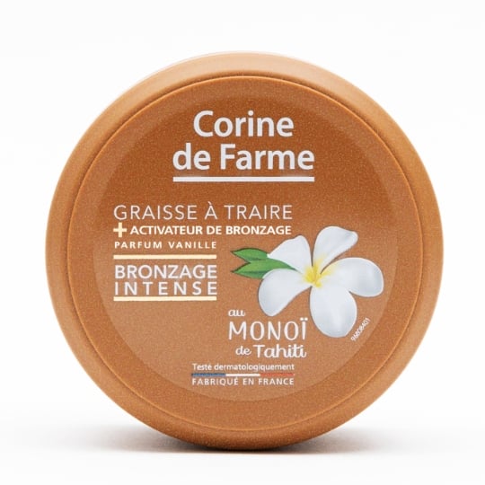 Graisse à traire Corps Accélérateur de Bronzage Résistant a l'Eau Monoï de Tahiti Vanille CORINE DE FARME