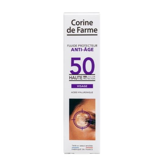Fluide Protecteur Visage Anti-Âge Spf 50 Haute Protection Résiste à l'Eau CORINE DE FARME