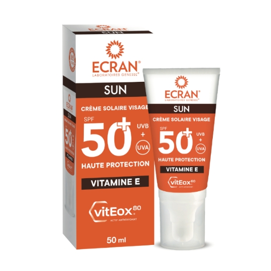 Crème solaire Crème Visage Spf 50+ Anti-âge Anti-tâches VitEox80 Sun ECRAN LABORATOIRES GENESSE