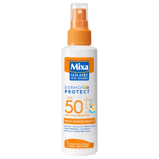 Crème solaire Spray Enfant Corps Visage Spf 50+ Hypoallergénique Peau Sensible MIXA