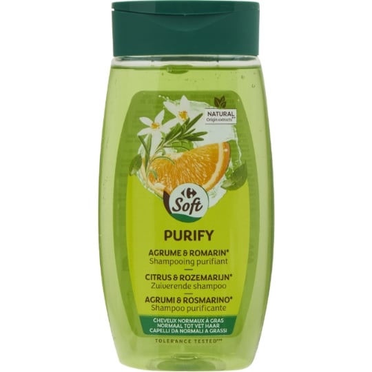 Shampoing Purifiant pour Cheveux normaux à gras Agrumes et Romarin CARREFOUR SOFT