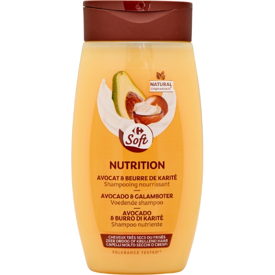 Shampooing nourrissant avocat & beurre de karité cheveux très secs ou frisés CARREFOUR SOFT
