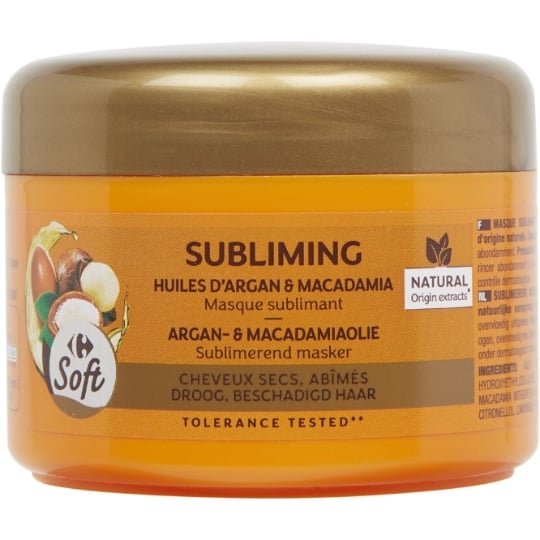 Masque Cheveux Abîmés et Secs Huile d'Argan et Macadamia Soft Cheveux Abîmés et Secs Huile d'Argan et Macadamia Soft CARREFOUR SOFT