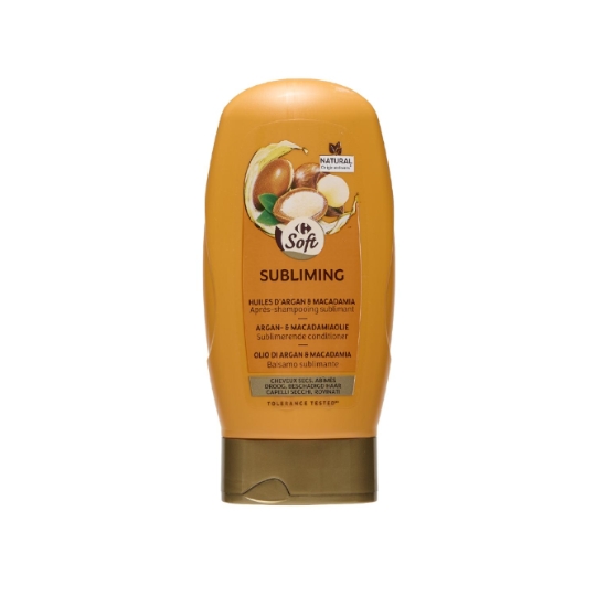 Après-Shampoing Nourrissant pour Cheveux abîmés et secs Huiles d'argan et de macadamia CARREFOUR SOFT