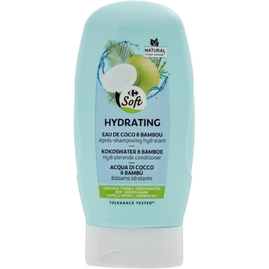 Après-Shampoing Hydratant pour Cheveux déshydratés Eau de coco et Bambou Hydratant pour Cheveux déshydratés Eau de coco et Bambou CARREFOUR SOFT