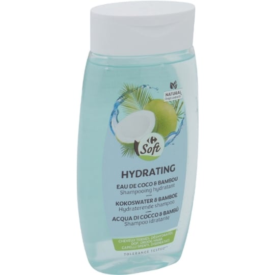 Shampoing Hydratant pour Cheveux ternes et déshydratés Eau de Coco et Bambou CARREFOUR SOFT