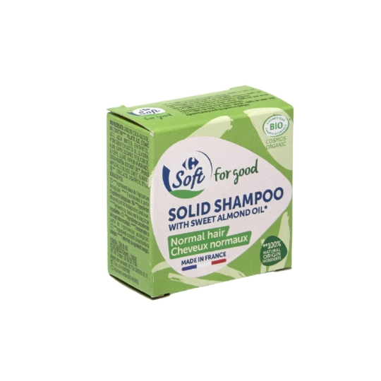Solid Shampoo bio, 100% ingrédients d'origine naturelle et fabriqué en France CARREFOUR SOFT