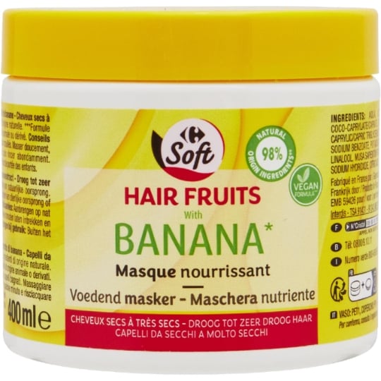 Masque Nourrissant Cheveux Secs Très Secs Hair Fruits Banane CARREFOUR SOFT