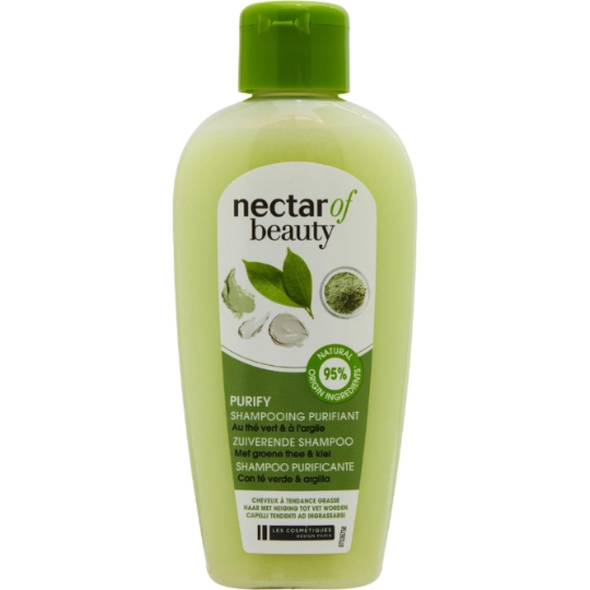 Shampooing purifiant au thé vert et à l'argile pour cheveux à tendance grasse NECTAR OF BEAUTY