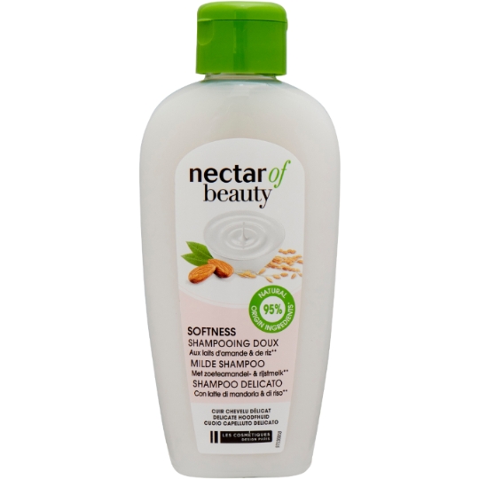 Shampooing doux, aux laits d'amande et de riz et sans conservateurs NECTAR OF BEAUTY