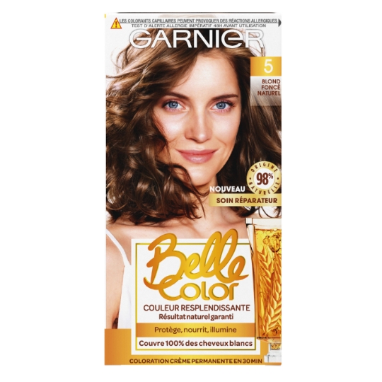 Coloration Permanente 5 Blond Foncé Naturel Résultat Naturel Garanti Belle Color GARNIER