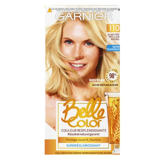 Coloration Permanente 110 Blond Très Très Clair Naturel Eclaircissant Belle Color GARNIER
