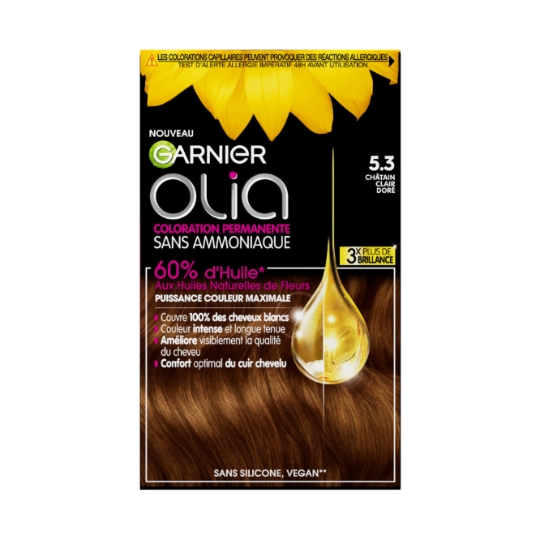 Coloration Permanente 5.3 Châtain Clair Doré Sans Ammoniaque Olia GARNIER