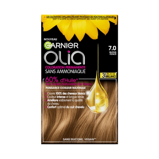 Coloration Permanente Sans Amoniaque 7.0 Blond Foncé Olia GARNIER