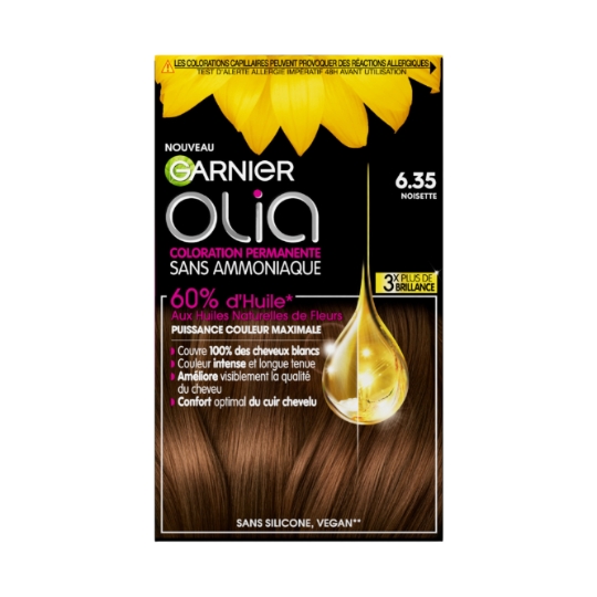 Coloration Permanente Sans Amoniaque 6.35 Noisette Activée Par L'Huile Olia GARNIER
