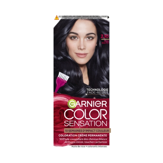 Coloration Permanente Noir Bleuté Longue Durée Brillance Miroir Toucher Cachemire Color Sensation GARNIER