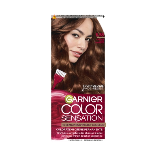 Coloration Permanente 5.35 Châtin Clair Cannelle Longue Durée Brillance Miroir Color Sensation GARNIER