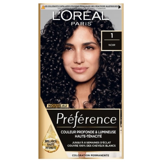 Coloration Permanente 1.0 Noir Intense Brillance Haute Intensité Préférence L'OREAL PARIS