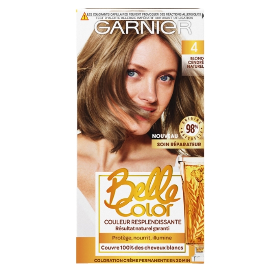 Coloration Permanente 4 Blond Cendré Naturel Couvre 100% Cheveux Blancs Belle Color L'OREAL PARIS
