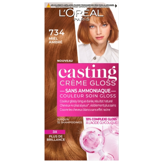 Coloration 7.34 Miel Ambré Couleur Soin Gloss Sans Amoniaque Casting Crème Gloss L'OREAL PARIS