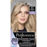 Coloration Permanente 8.1 Blond Clair Cendré Haute Ténacité Brillance Préférence L'OREAL PARIS