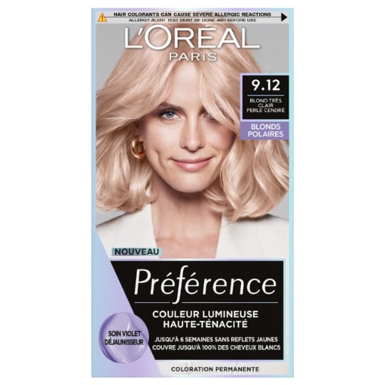Coloration Permanente 9.12 Sibérie Blond Très Clair Brillance Haute Intensité Préférence L'OREAL PARIS